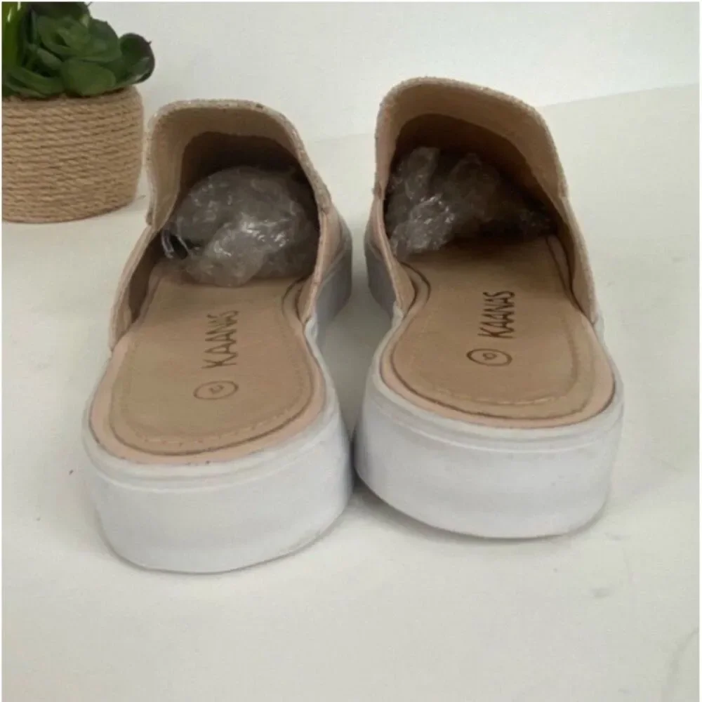 Kaanas Metallic Crackle Slide Sneakers Nude Pink Platform Mules Size 6 Revolve
